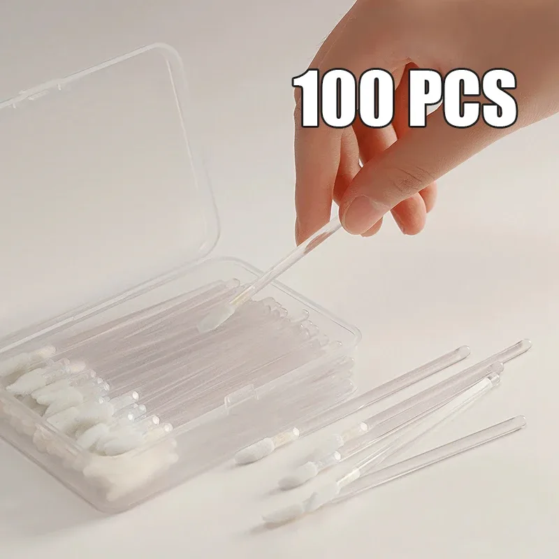 50/100 Pcs Disposable Lip Brushes Flocked Tip Makeup Brush Portable Hygienic Applicator for Lip Gloss Foundation Concealer Mask