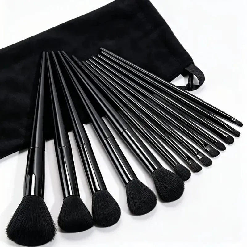 16Pcs Makeup Brush Set w/ Pouch & 2 Sponges Vegan Soft Bristles Full Face Kit Foundation Contour Eyeshadow Lip Gift