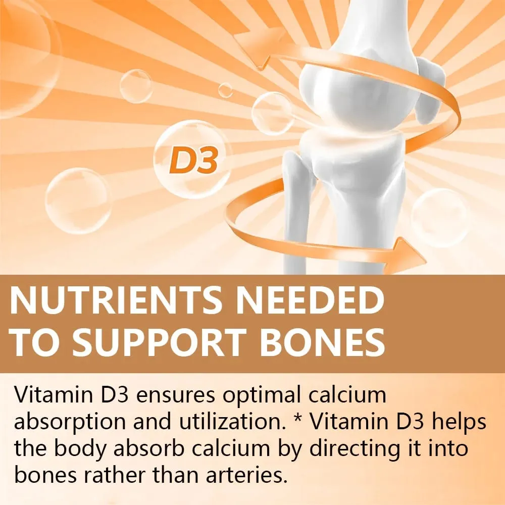 High Potency Vitamin D3 2000IU Capsules Immune Support Bone Health Muscle Function Whole-Body Wellness Non-GMO Gluten Free