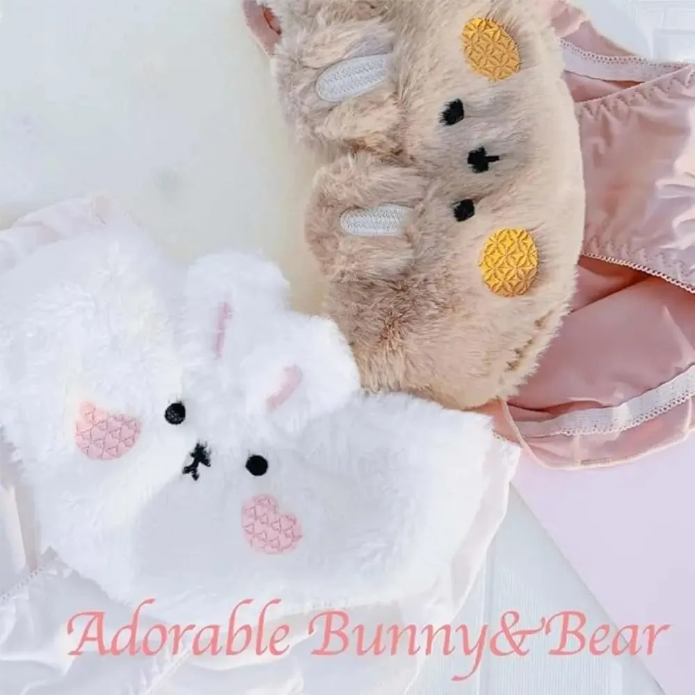 New Design Gathered Padded Bra and Panty Set Warm Polyester Lingerie Underwear Brief Adorable Cotton Fuzzy Lingerie — image 2