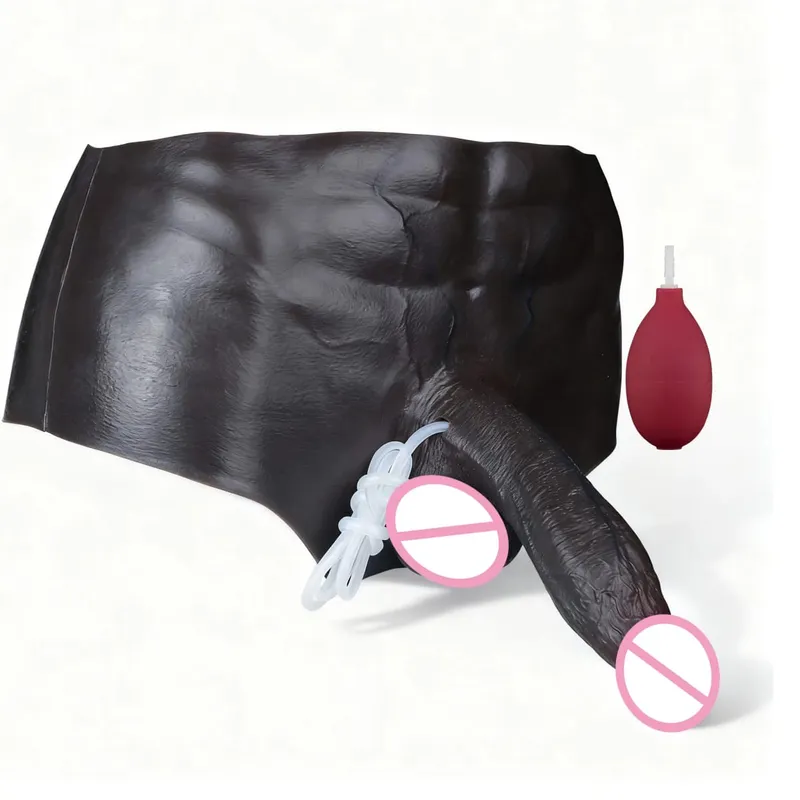 Black Nude Silicone Squirting Panties With Simulated Solid Penis Strapon Big Realistic Ejaculation Dildo Sex Toy For Women