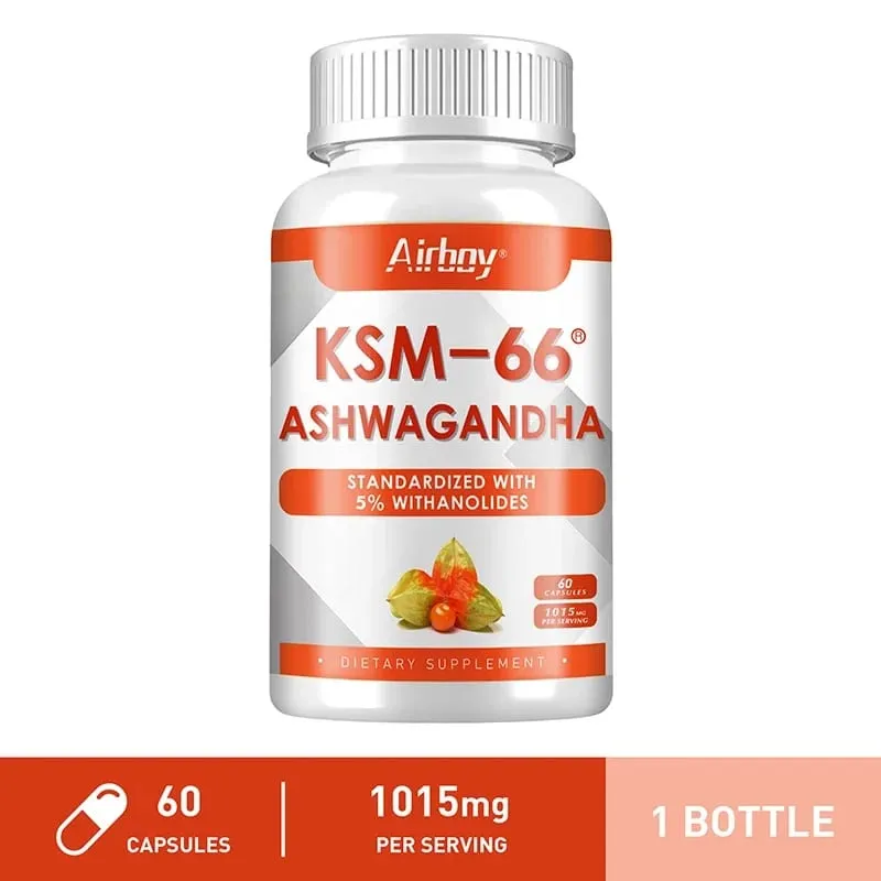 Organic Ashwagandha KSM-66 Capsules for Stress Relief Focus Brain Energy Support Sleep Health Supplement