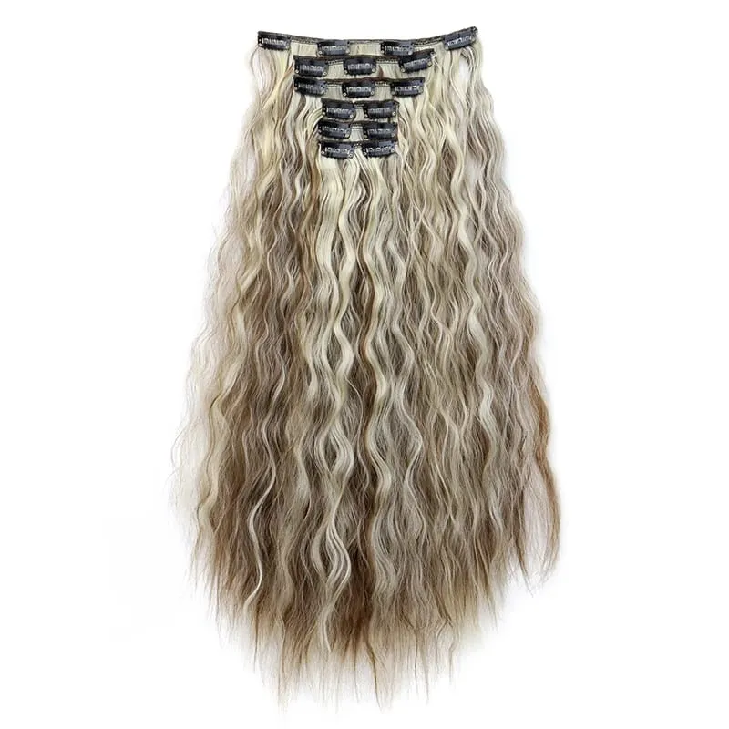 22Inch Synthetic 6pcs/set Long Kinky Curly Clip-in Hair Extension Thick Fiber Increase Hair Volume Hair for Women Daily Use