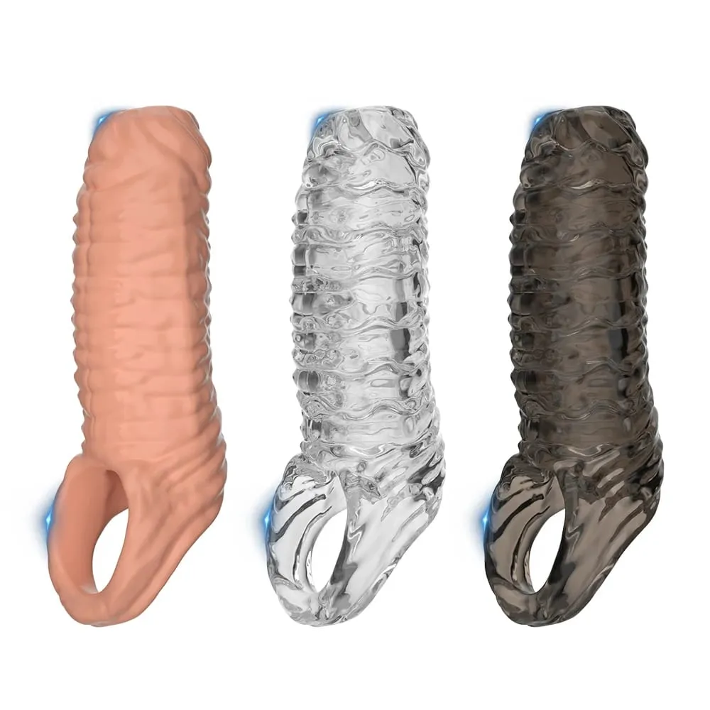 Men Delay Lock Sperm Fine Male Condom Penis Extender Sleeve Erection Enhancer Dick Cock Ring Sex Toys Silicone Intimate Goods — image 1