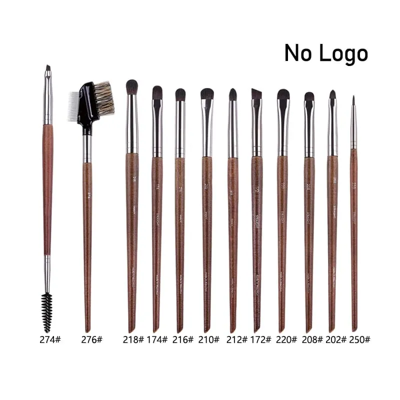 Naturligt træ Øjenmakeup børster hele sæt Pro Crease Øjenskygge Make-up kit smudge highlighter øjenbryn Læbevippebørste praktisk