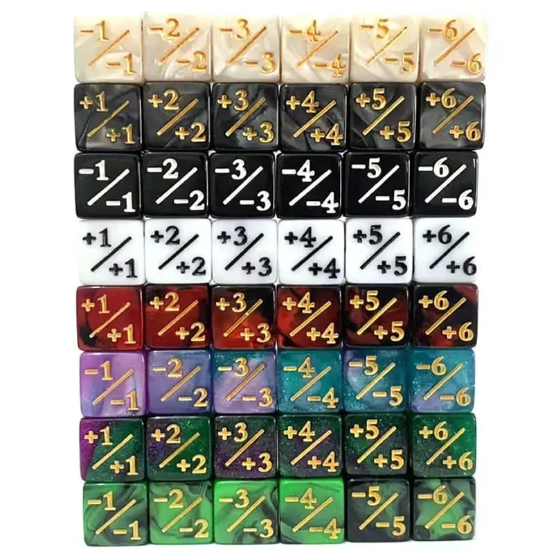 10Pcs 16mm 6 Side Dice Counters +1/-1 Dice Kids Toy Counting Dices For Magic The Gathering Token Loyalty Card Game Accessories