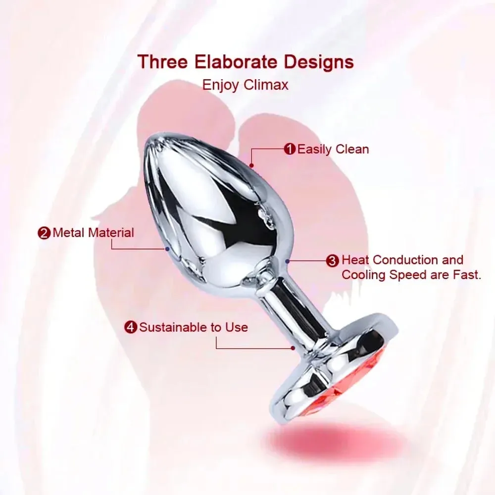 S/M/L anální kolík Heart Metal Crystal anální kolík pro ženy Odnímatelný anální kolík z nerezové oceli Muži Stimulátor Anální sexuální hračky Dildo