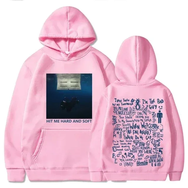 Hit Me Hard and Soft Tour Hoodie Billie Pullover Herr Sångare Grafiskt tryck Höst Vinter Fleece Sweatshirts för fans