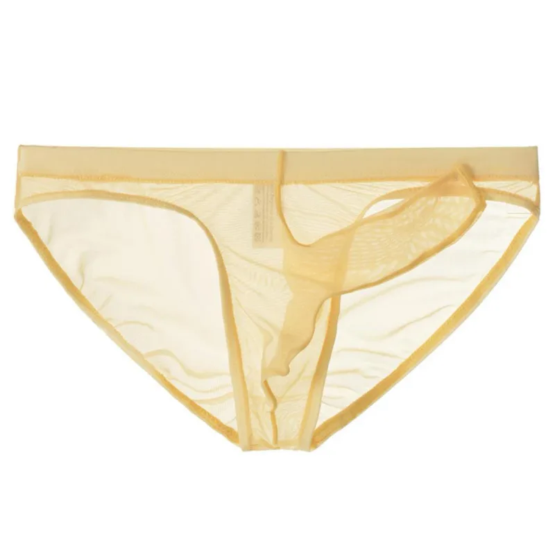 Men Underwear Mesh Transparent Elephant Nose Briefs Thin Lightweight Quick Dry Low Waist Breathable Underpants