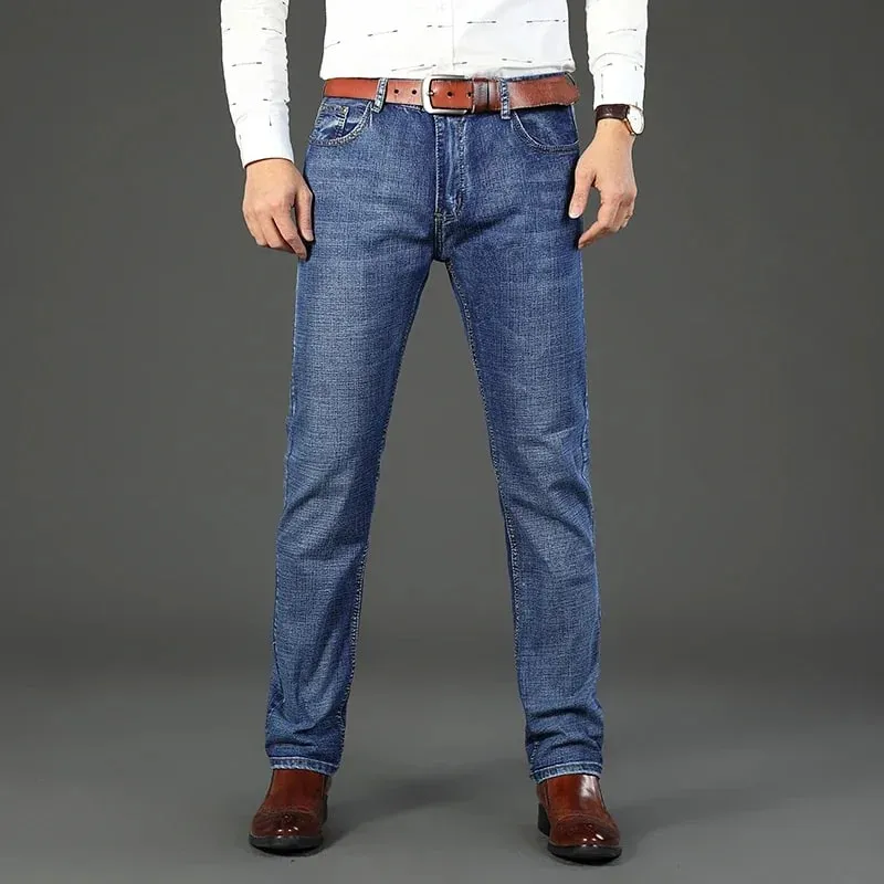 2-piece Set 2025 New WhinLEE Black and Blue Business Elite Jeans Micro Elastic Straightleg Multicraft High-quality Denim Pants — image 4