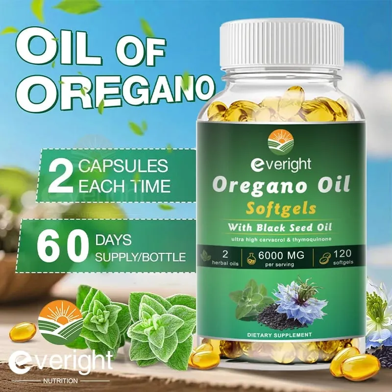Organic Oregano Oil with Black Seed Oil – Antioxidant Digestive Support Intestinal Flora Balance & Immune System Health