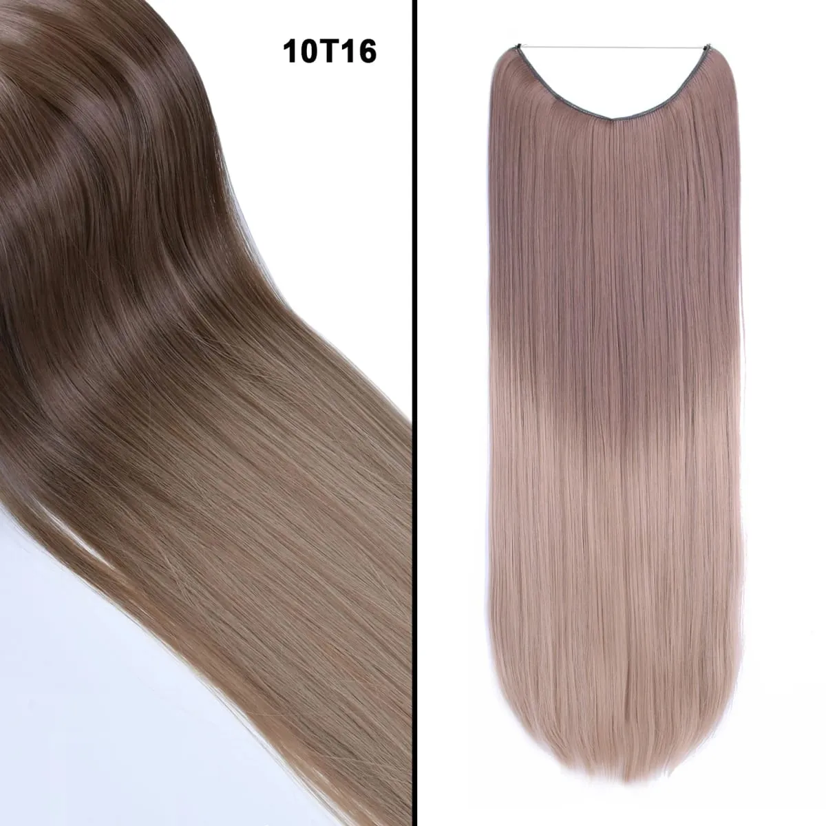 Jeedou Wavy Hair Extension Elasticity Invisible Wire Fish Line One Piece No Clips Synthetic Hairpieces Ombre Color For Ladies