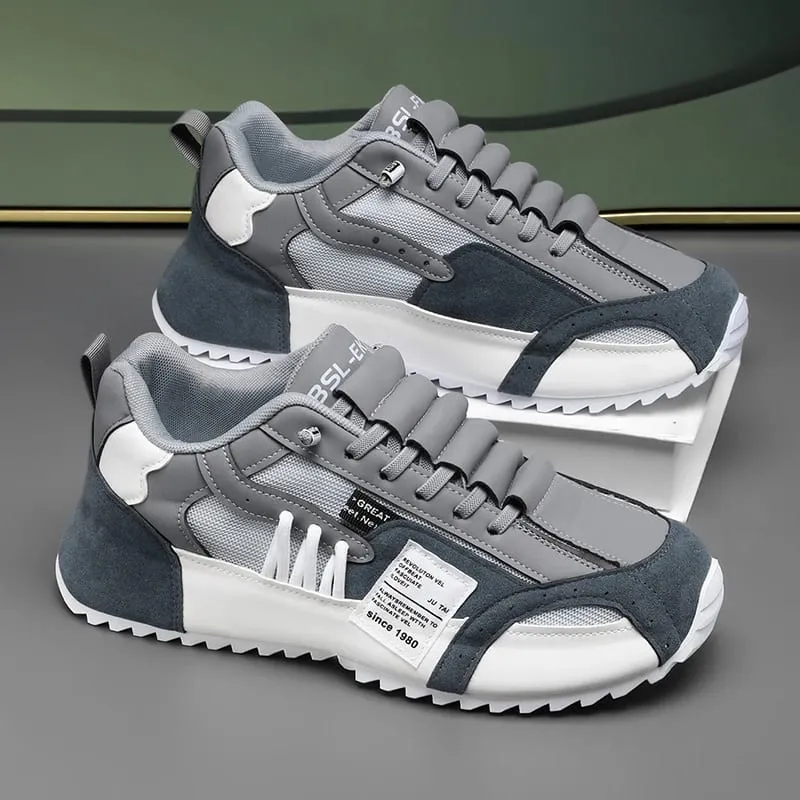1pair Vintage Style Men'S Breathable Mesh Thick Sole Dad Sneakers - Casual Sports Running Shoes with Lace-Up Closure Faux & Fab