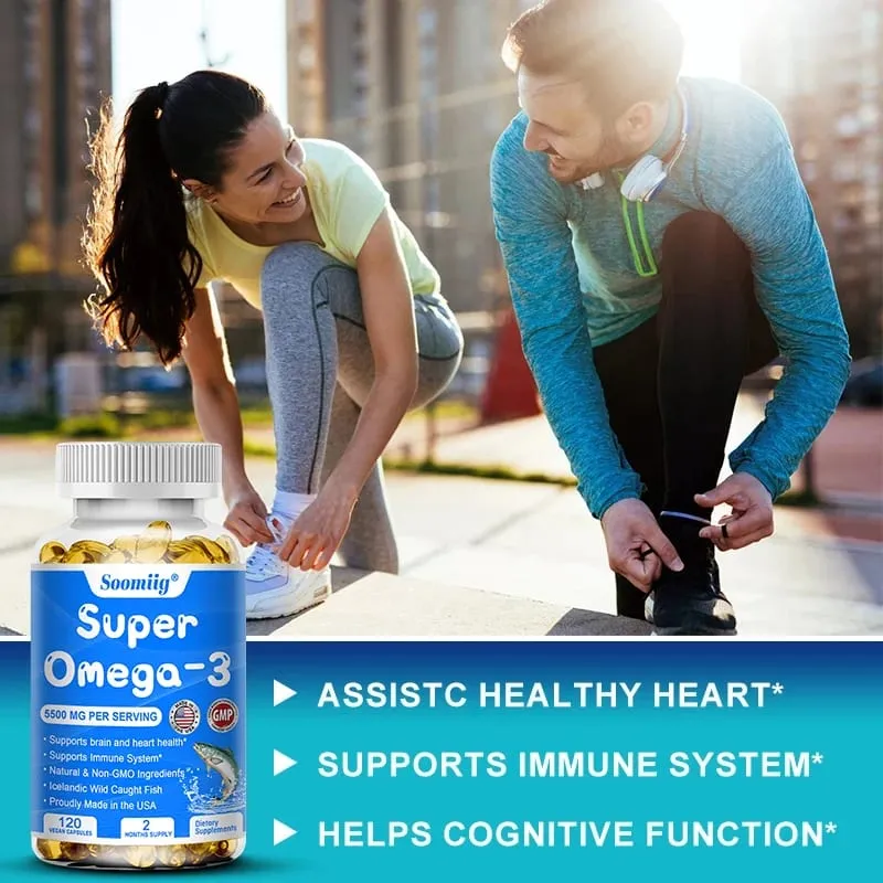 Triple Potency Capsules Omega-3 Fish Oil + DHA + EPA-Supports Joint Brain and Eye Health Enhances Immune Function Antioxidant