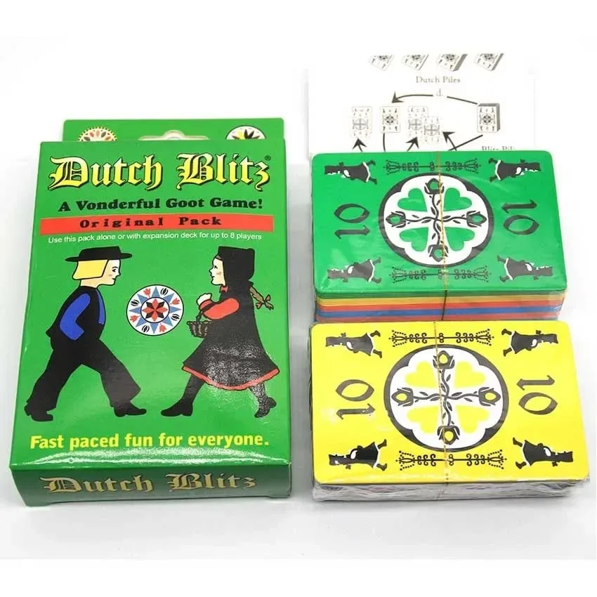 Dutch Blitz O jogo de cartas original de ritmo rápido contém 160 cartas, rápido e fácil de aprender, ótimo jogo de família para todos, para 2