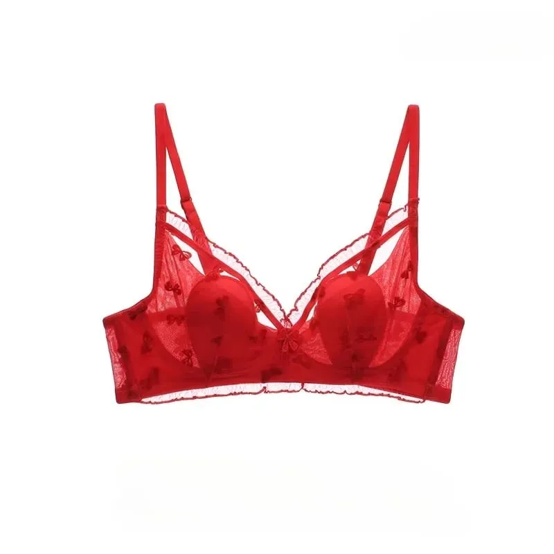 Cute Japanese Style Bunny Ears Bra Set Ultra-Thin Small Bust Enhancer Support Large Bust Anti-Sagging Comfort Lingerie For Women