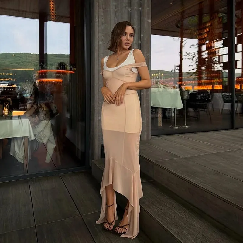 Sheer Mesh Overlay Spaghetti Strap Midi Dress Waist Cinched Sleeveless 2026 Summer Women Accessories Trendy Classy Lady Outfit — image 8