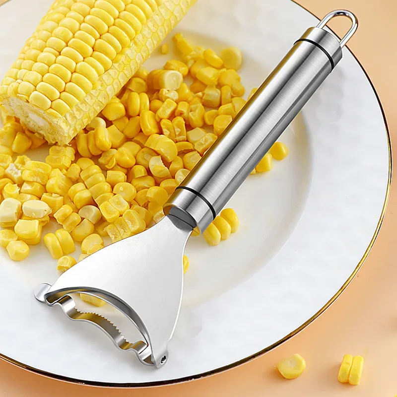 304 Stainless Steel Thresher Corn Slicer Peeler Kitchen Household Corn Cutter Fishing and Corn Peeling Practical Kitchen Tools
