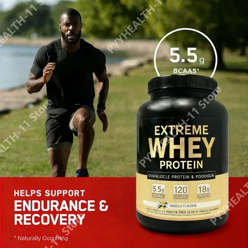 אבקת חלבון מי גבינה לבן Mass Gainer תוסף שרירים צמיחת שרירים תמיכה בריאותית ספורט לחדר כושר טעם וניל 1000 גרם