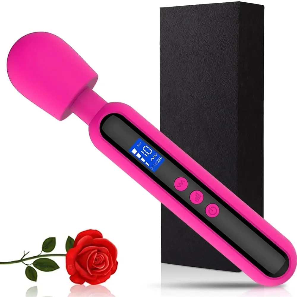 Female Masturbator Massage Stick 10 Frequency 4-speed Silicone Material LCD Display Vibration Stick Adult Sex Products