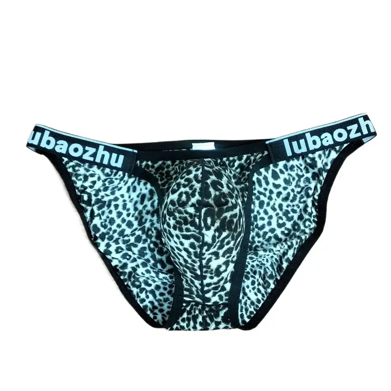 Men's Briefs Sexy Leopard Printed Underwear Thin Breathable Low Waist Ultra-Thin U Convex Pouch Lingerie Underpants Calzoncillos