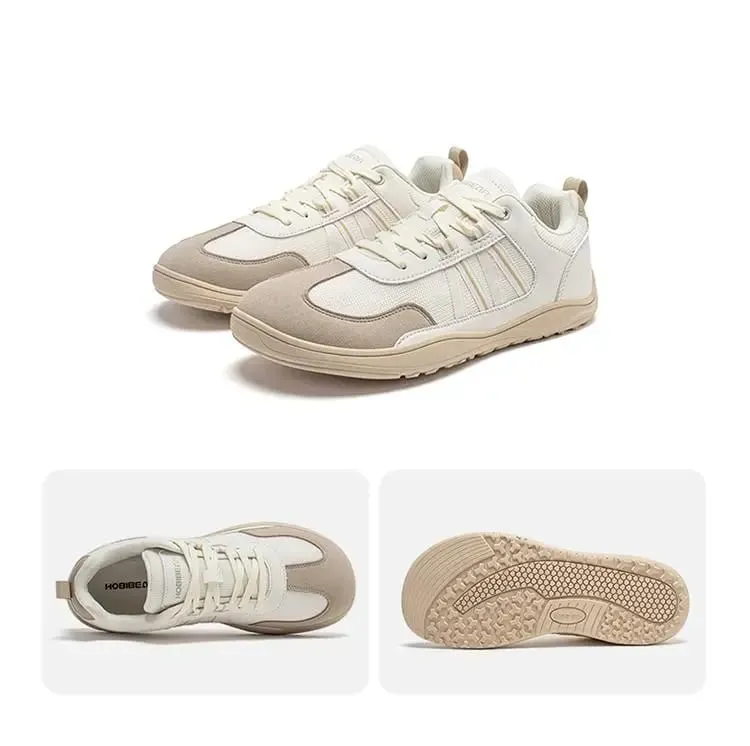 Unisex Wide Toe Shoes Barefoot Zero Drop Minimalist Sneakers Mesh Artificial Leather Patchwork Lace-up Shoes