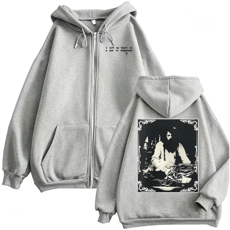 Ariana Grande I Left My Heart At A Pub in Hampstead Sweatshirt Jacket Coats Men Women Harajuku Gothic High Street Zipper Hoodies