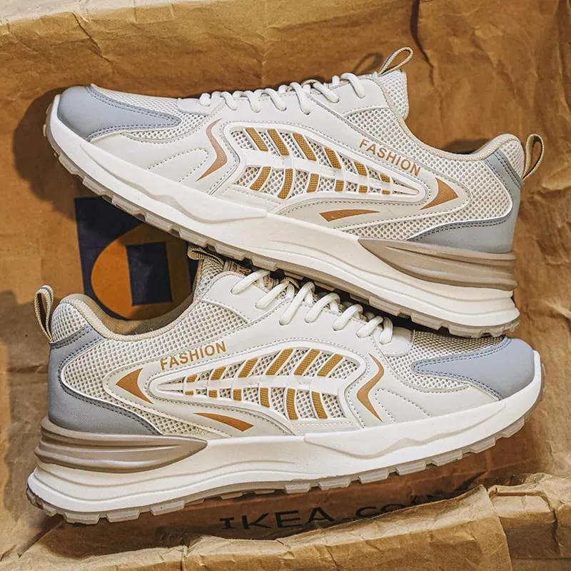 Men's Fall Shoes New Model Breathable Mesh Sports Sneakers Thick Bottom Casual Trendy Footwear