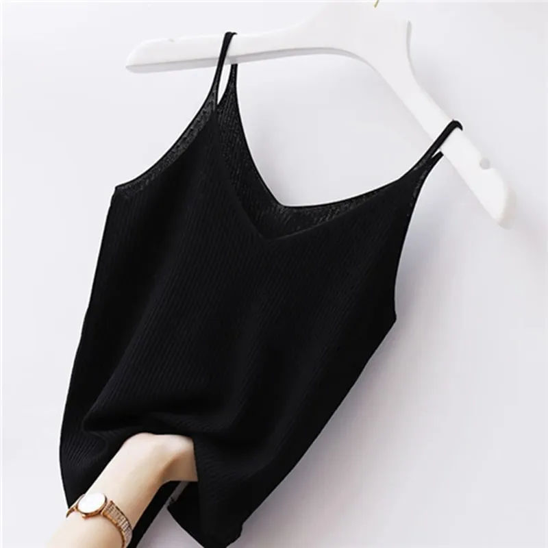 Summer Cross-Knit Suspender Women'S French Style Sexy Beauty Camisole Slim Fit Sleeveless T-Shirt No Chest Pad Short Tank Tops