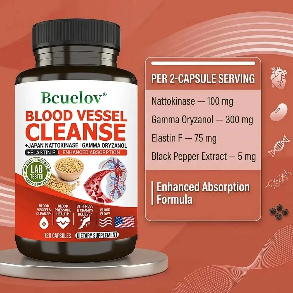 Nattokinase Capsules - Supports Heart and Circulatory Health Helps Maintain Daily Health Vegan and Gluten-Free