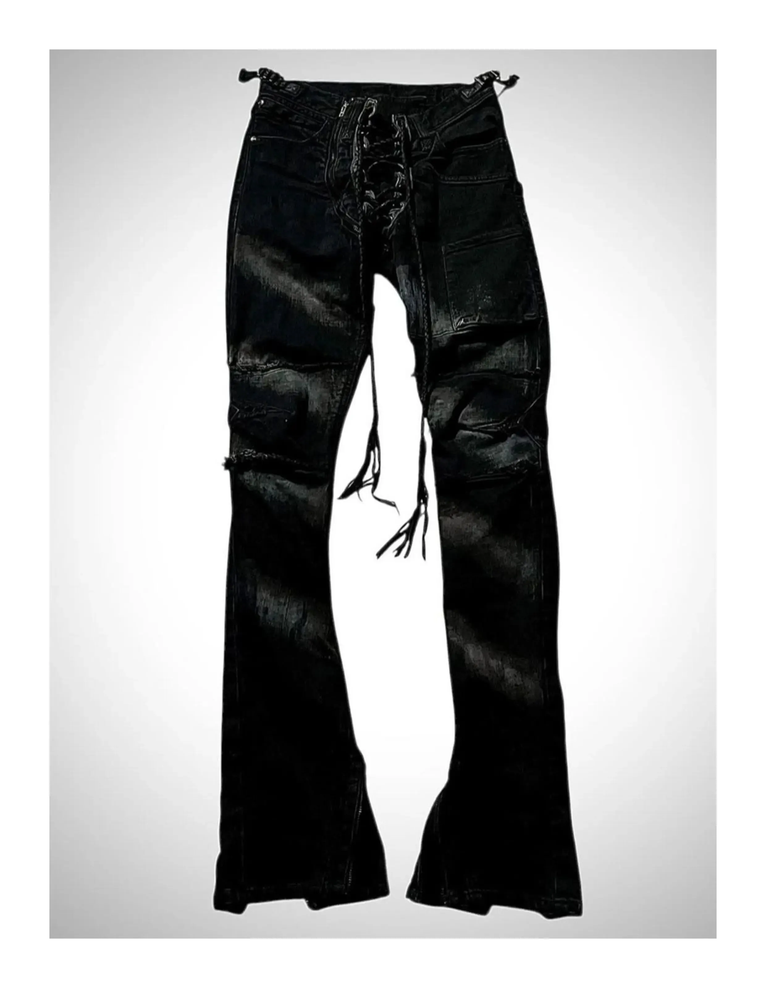 Ifsixwasnine Vision Washed Striped Lace-Up Slim-Fit Pull Jeans
