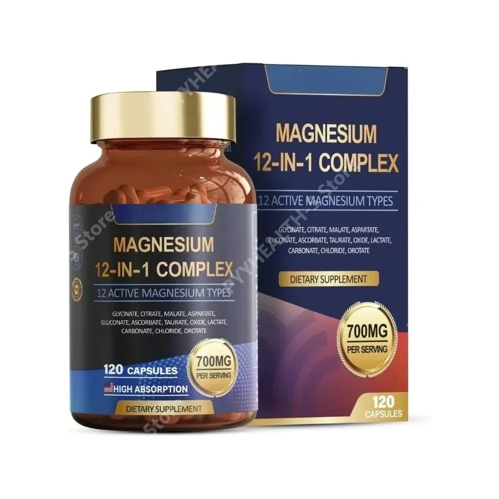 Magnesium 12-in-1 Complex Capsules 700mg Vegan Non-GMO Gluten-Free Supports Daily Nutrition & Relaxation 120 Count — image 7