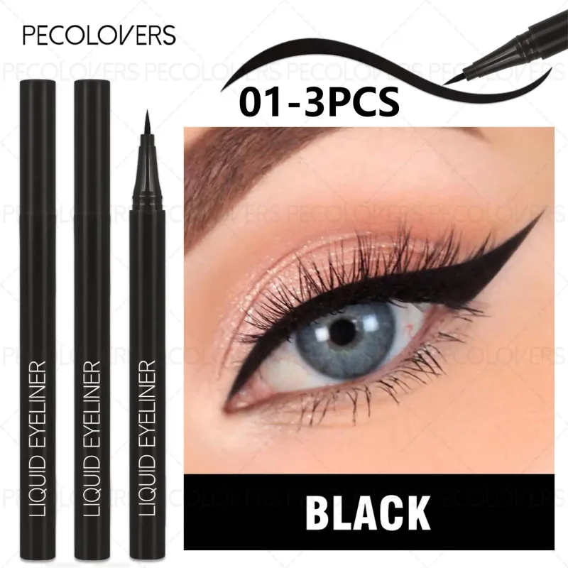 3Pcs Smooth Eyeliner Pen - Smudge-Proof Eye Pen Quick-Dry For All Occasions Black And Dark Brown Eye Makeup