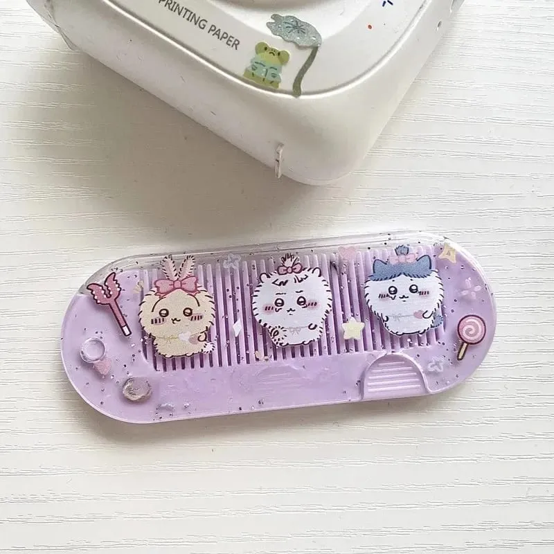 Mới Yiji Hoạt Hình Gấp Lược Nhỏ Di Động Bỏ Túi Trang Điểm USAGI うさぎ ハチワレ Hachiware Mini Dễ Thương Lược Nổ Lược Quà Tặng