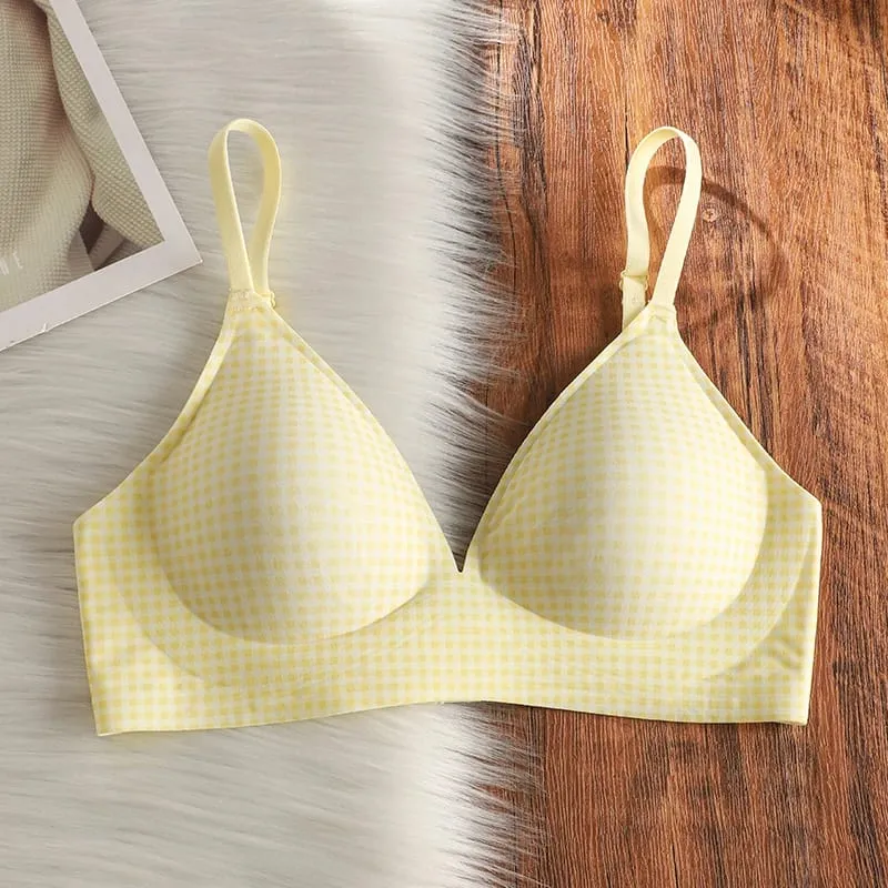 Elegant, sømløs bralette, lille buste, der samler sig anti-faldende, tynde justerbare stropper Trådfri Comfort Fit UK Light Support BH-sæt