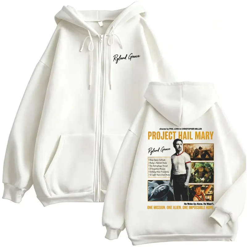 Project Hail Mary 2026 Movie Zip Up Hoodies Funny Ryland Grace Jacket Sweatshirts Coats Men Women Casual Fleece Zipper Pullovers