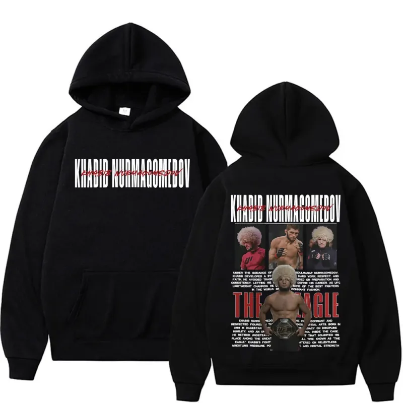 Khabib Nurmagomedov THE EAGLE Merch Sweatshirt Vêtements pour hommes Harajuku Classique Sweats à capuche surdimensionnés Polaire Sweat à capuche confortable de haute qualité — image 1