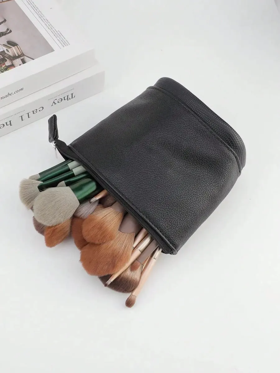 Large Capacity Foldable Standing Makeup Brush Bag Professional Tool Storage Pouch For 100 Brushes Portable Cosmetic Bag