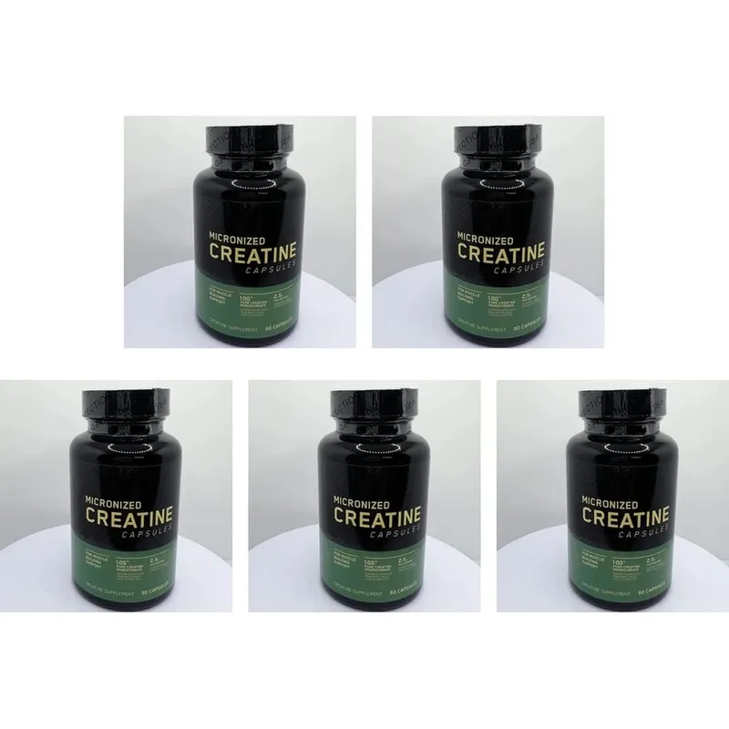 Micronized Creatine Capsules 100% Pure Creatine Monohydrate Muscle Building Support for Adults Sports Per Container 60 Capsules