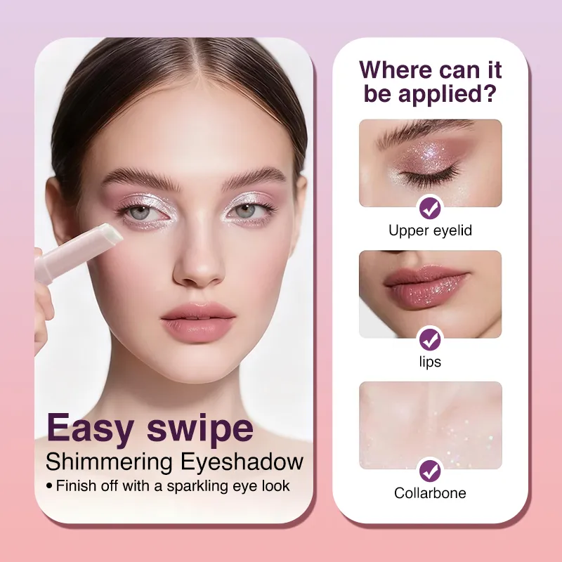 Shimmer Eyeshadow Stick Quick-Dry Film Locking Light Non-Fading Sparkle Eye Shadow Face Body Lip Highlighter