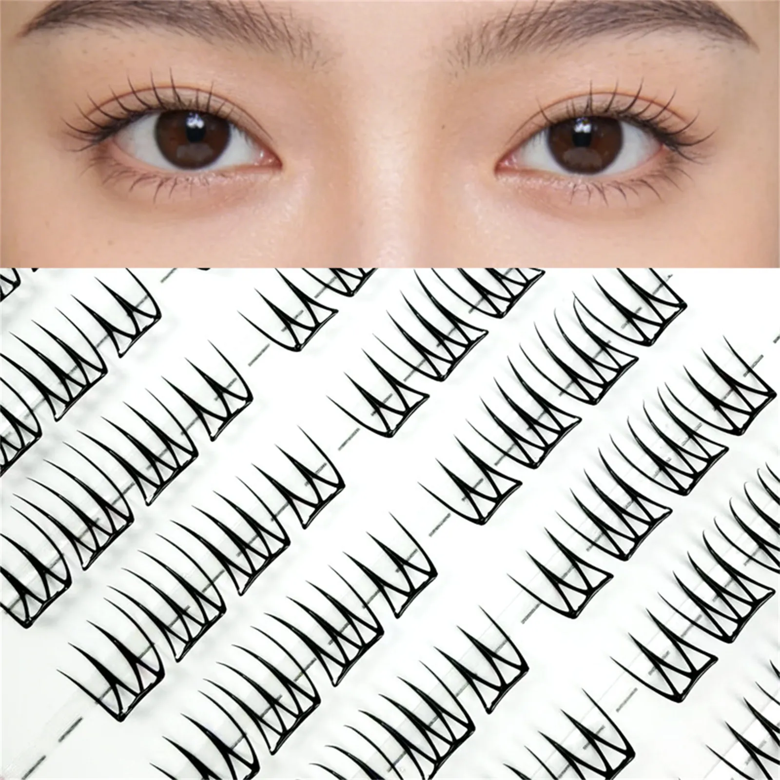 Women's Group 3.0 False Eyelashes Korean Natural Style Small Thin Fiber Lashes No Glue Needed C Curl Daily Eye Makeup Essentials