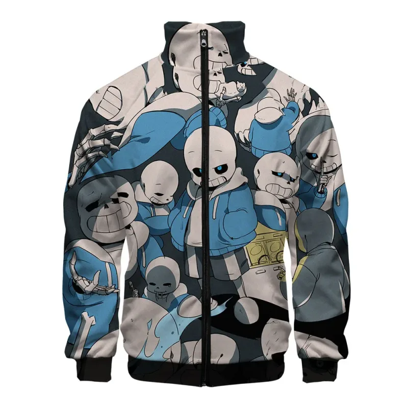 Luxury Popular Sans Undertale 3D Print Zipper Raglan Jacket Windbreaker Boys/Girls Comfortable Stand Collar Jackets Coats