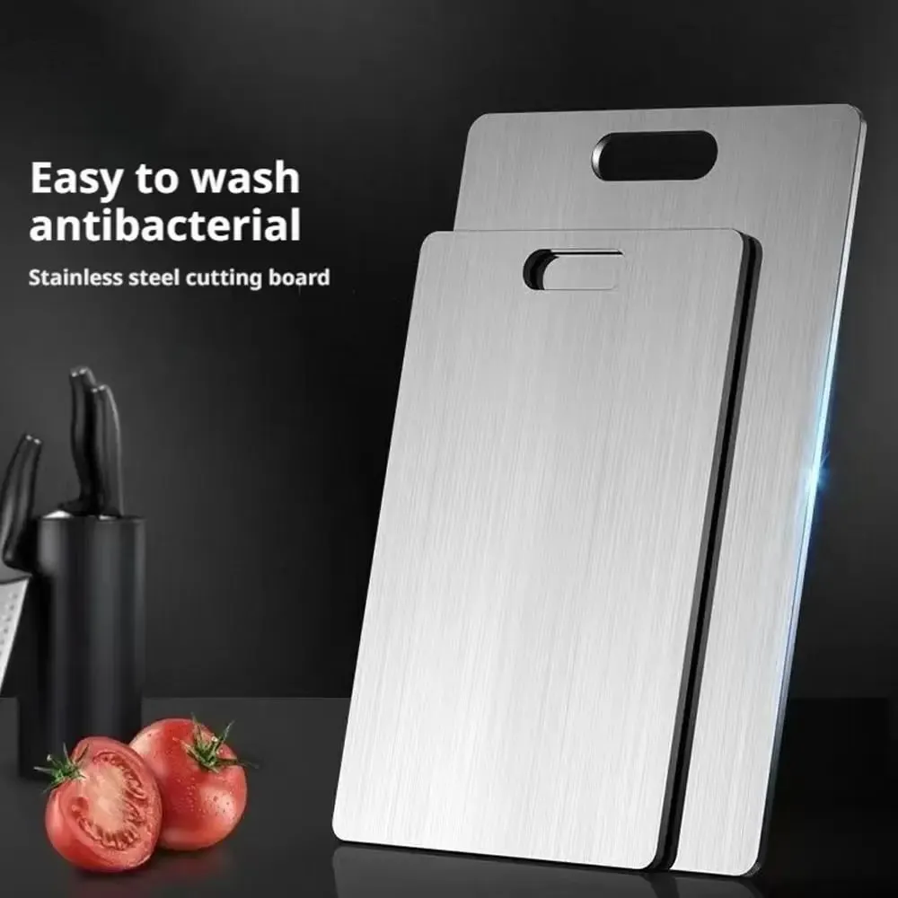 1PCS Stainless Steel Cutting Board - Heavy Duty Double-Sided Chopping Board for Meat Vegetables Dough Kneading & Kitchen Prep