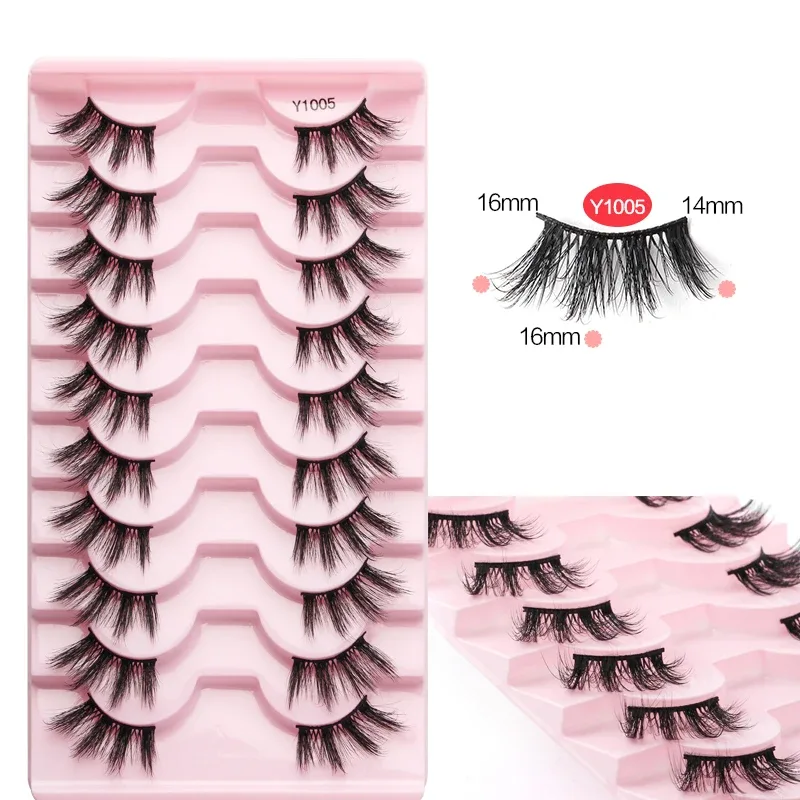 Halve øjenvipper Katteøjevipper 3/5/10 par falske øjenvipper Fluffy Blødt naturligt udseende Klart bånd 3D Mink-vipperforlængelse makeup — image 18