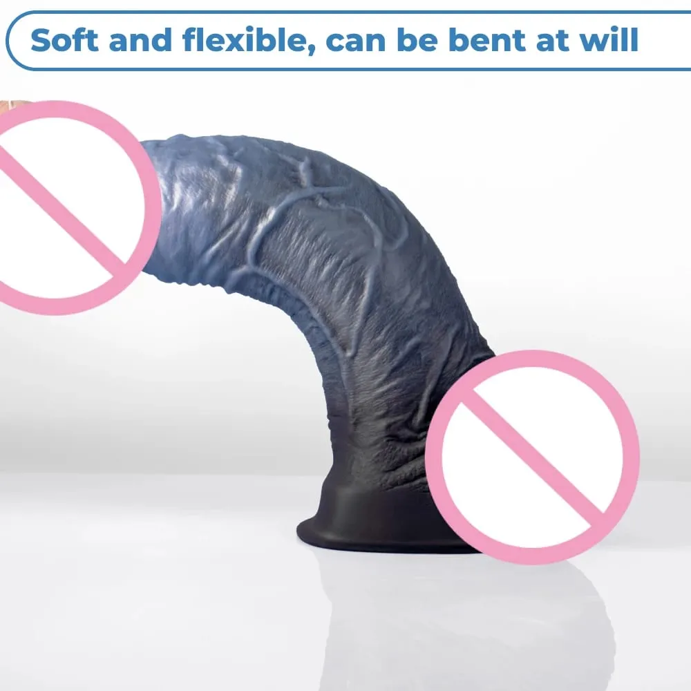 Realistic Silver Grey Titan Huge Dildo Liquid Silicone Real Penis Adult Sex Toys for Women G Spot Masturbator Strong Suction Cup