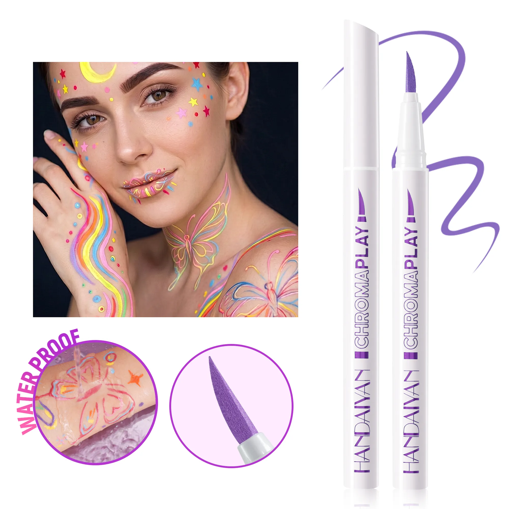 Liquid Eyeliner Pencil Waterproof Quick Drying Painting Pen Long-lasting Colorful Matte Eye Liner Pen Makeup Halloween Cosmetics