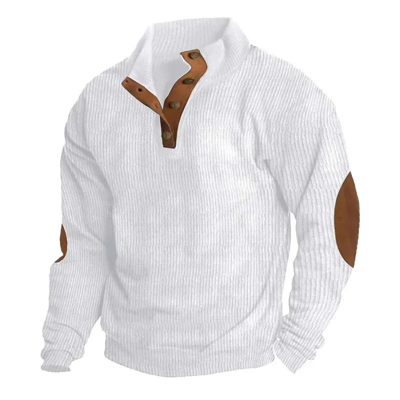 Men's Cargo Sweatshirt American Splicing Patch Pullover Men's Outdoor Jacket Corduroy Casual Long Sleeve Sweatshirt