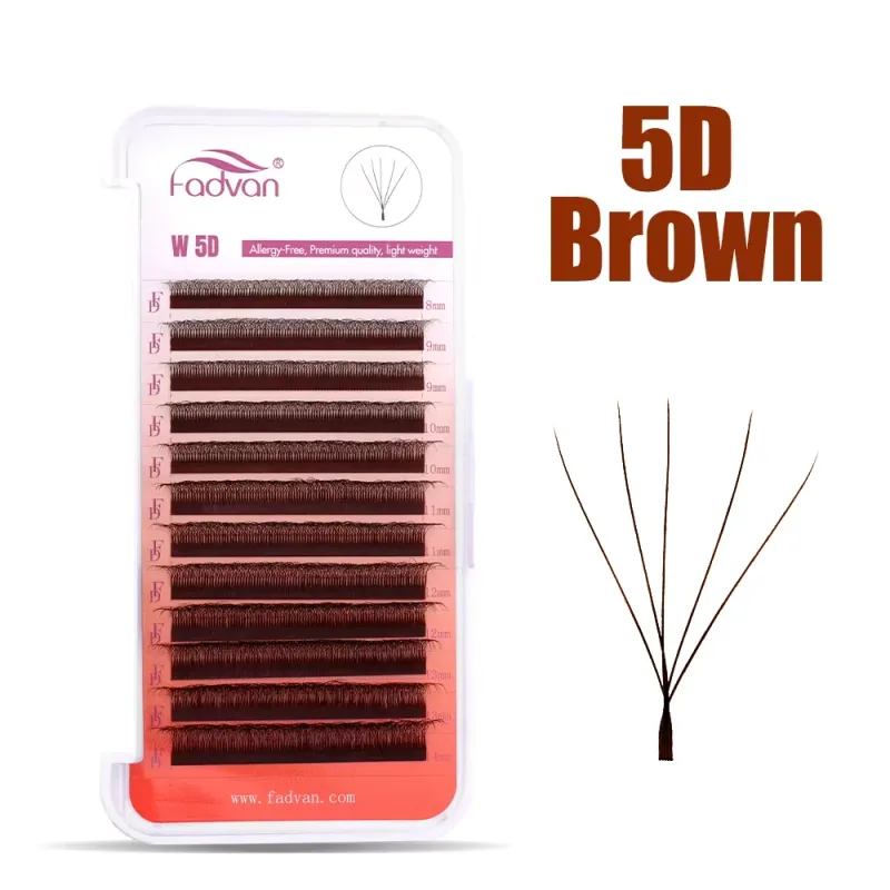 Fadvan 5D W Shape Lashes Black/Brow 5D Soft Faux Mink Eyelash Extension 12 Rows 5D Fan Lashes Lashes