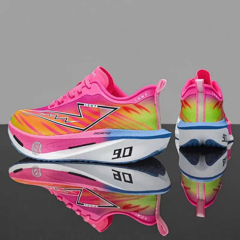 Men Carbon Plate Running Shoes Breathable Athletic Sneakers Shock Absorb Trainers Outdoor Marathon Jogging Women Tennis Shoes
