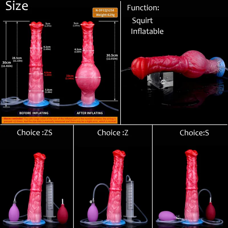 Gode ​​gonflable en Silicone avec nœud d'éjaculation, circonférence réglable, fantaisie, pénis de cheval, jouets sexuels pour adultes, dilatateur Anal